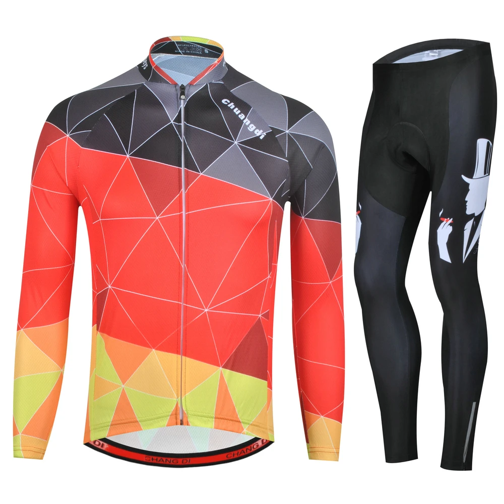 Jerseys and trousers ZM Велоспорт Джерси набор зимний термальный флис теплый MTB велосипед Одежда Майо Ropa Ciclismo команда Германия Велоспорт комплект одежды костюм - Цвет: Jerseys and trousers