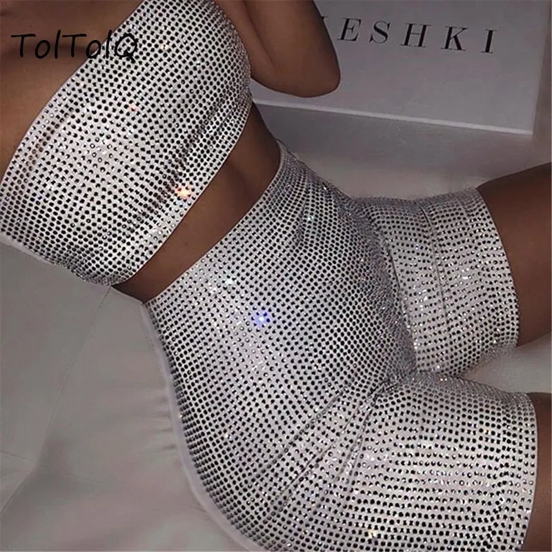 Сексуальный комплект из 2 предметов для клубной вечеринки короткий топ с