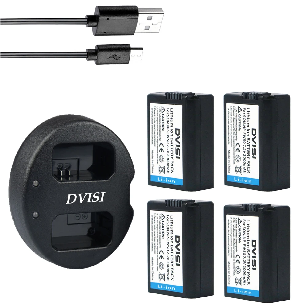 

4pc NP-FW50 NP FW50 Rechargeable Camera Battery+USB Dual Charger for Sony NEX-5 NEX-5A NEX-5C NEX-5DB NEX-5HB NEX-5K Alpha 7R II