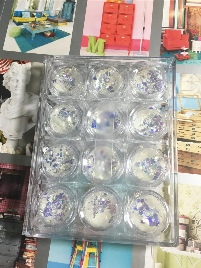 Бесплатная доставка 12 кристаллических форм Блестящий Алмазный светлый порошок