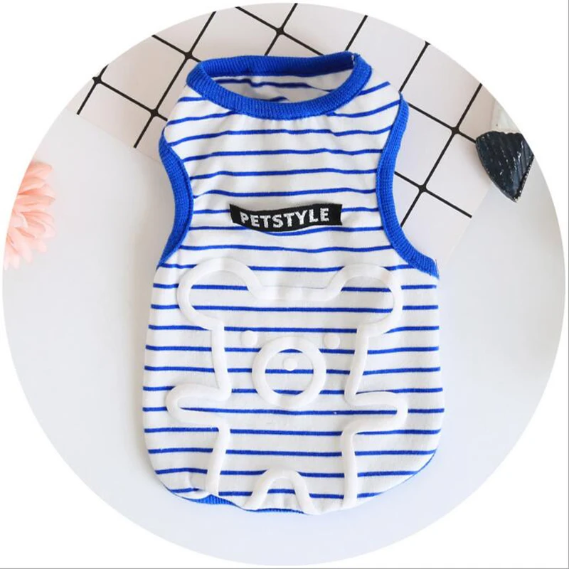 PETSTYLE хлопка в полоску с принтом собаки жилет Мультфильм весна Собака футболки