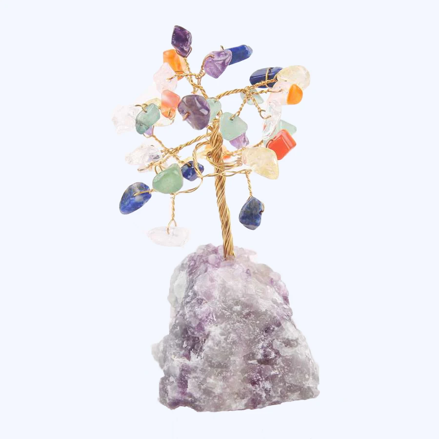 colorful WALUOLAN 8 см Высокий Кристалл счастливые деньги камень дерево Статуэтка украшения фэн-шуй для богатства и удачи домашнего офиса Декор подарок на день рождения - Цвет: colorful