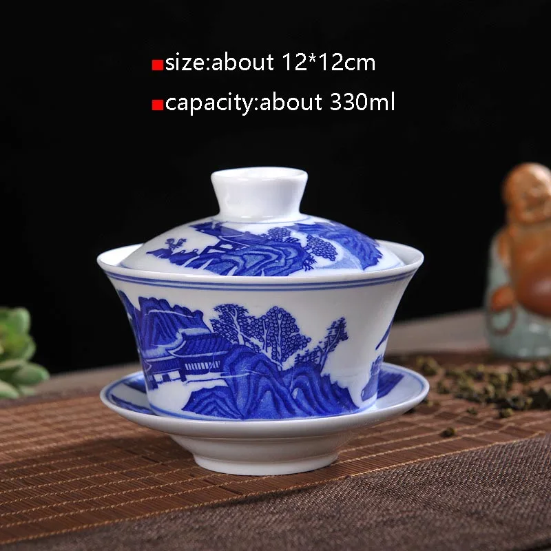 230/330cc керамический фарфор Jingdezhen Gaiwan мастер Чай миска с крышкой блюдце комплект