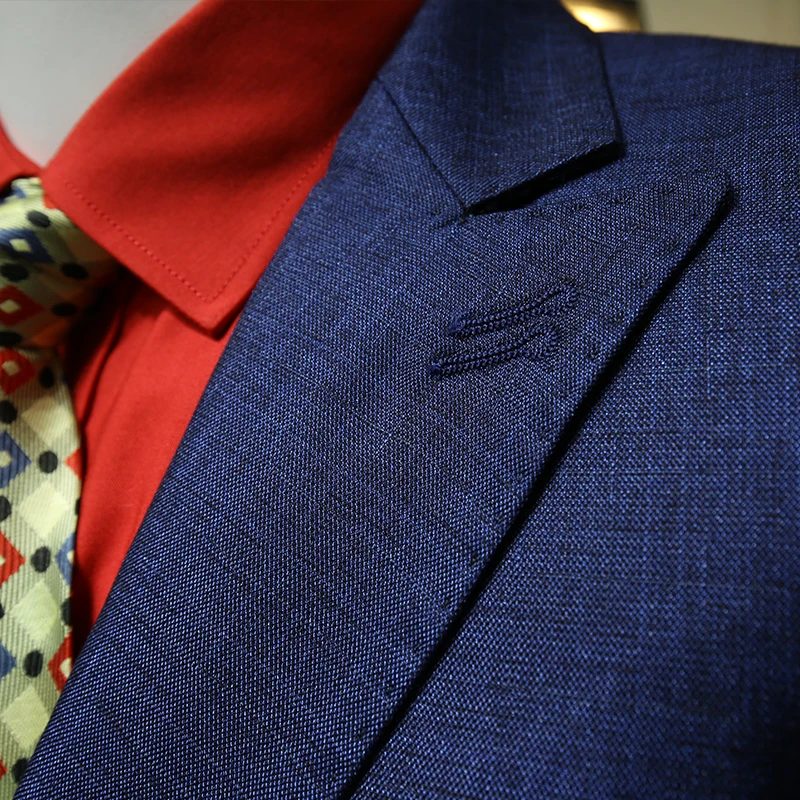 

XM GEEKI Fashion Mens Blue Suit Jackets Men's Suits British Wedding Dresses Suits Man Casual Blazer With Pant 365wt51