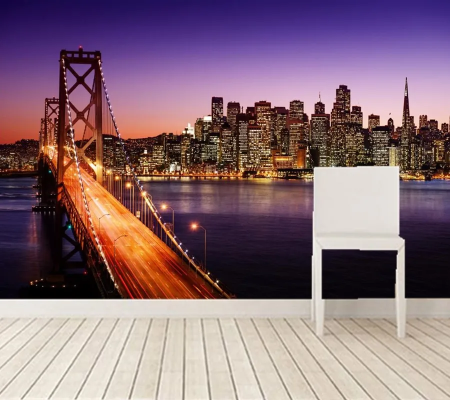 Большие Настенные обои на заказ современные с изображением небоскребов мостов