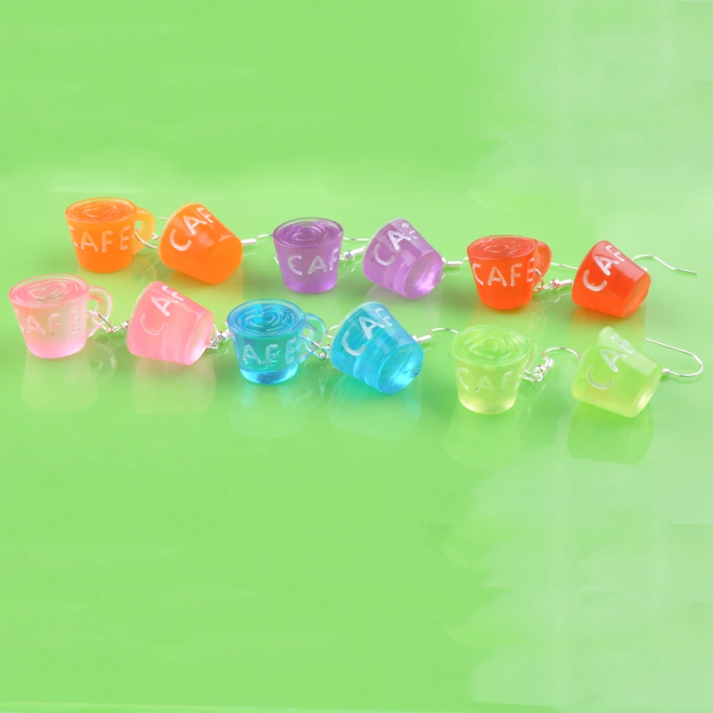 Модные серьги из смолы кофейной чашки кофейные кружки серебристого цвета