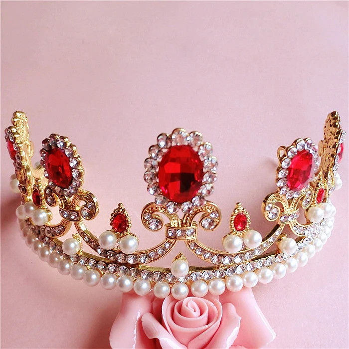 Винтажные красные стразы в стиле барокко стеклянные жемчужины большая золотая