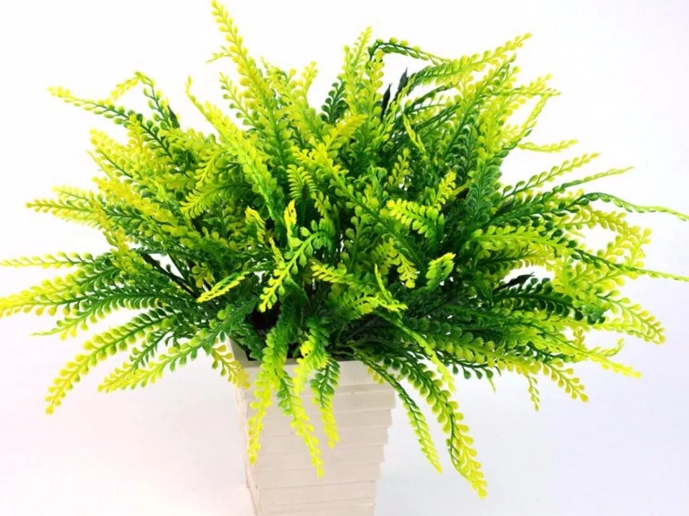 

10pcs Artificial Cassia Grass Peacock Shape Leaf For Plant Wall Home Office Wedding Garden Decoration
