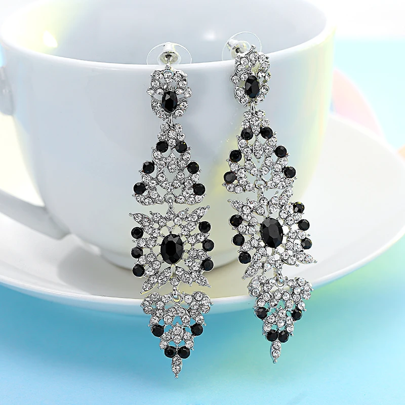 Винтажные ажурные серьги с кисточками классические длинные в форме капли воды