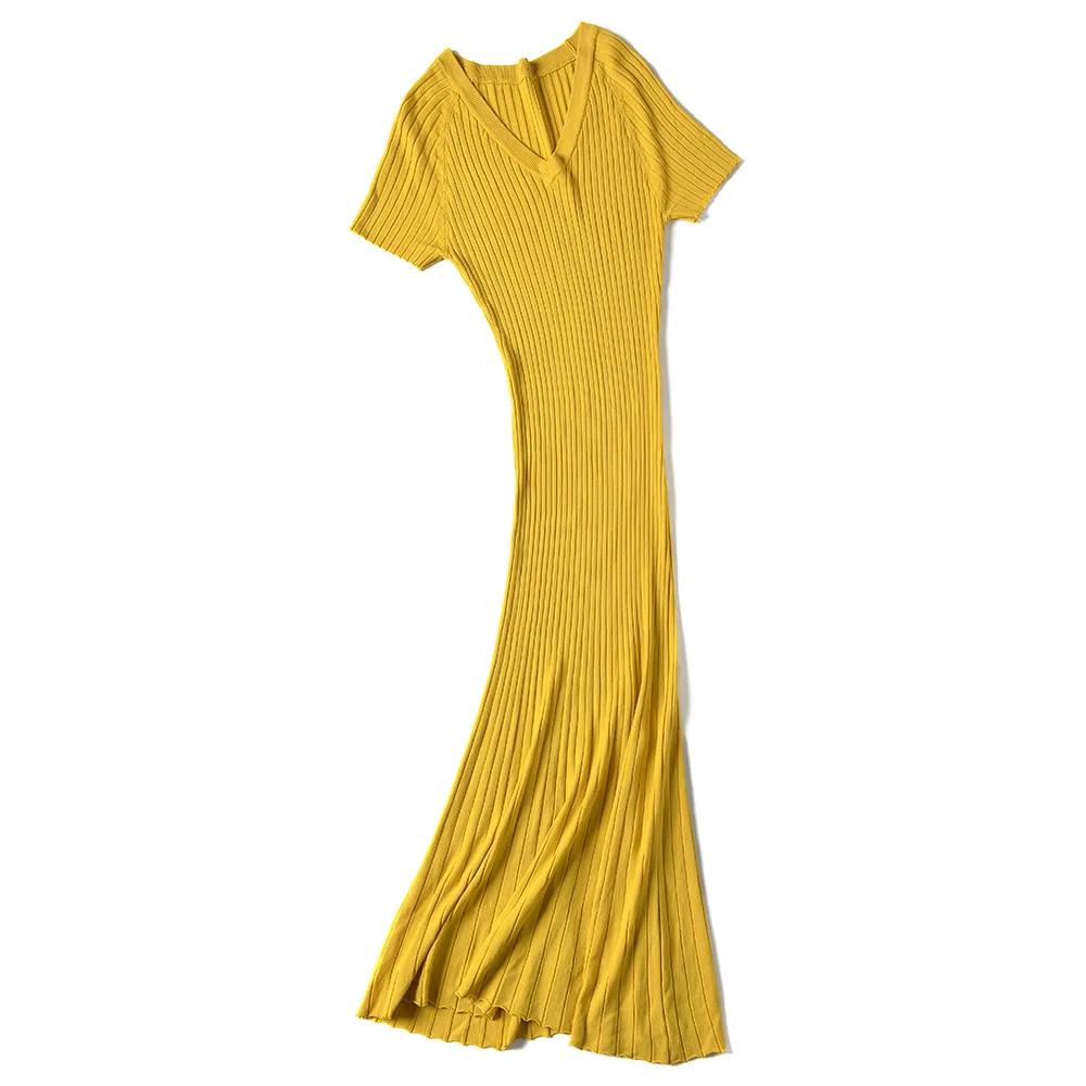 Женская одежда с коротким рукавом Трикотажное макси платье женское длинное