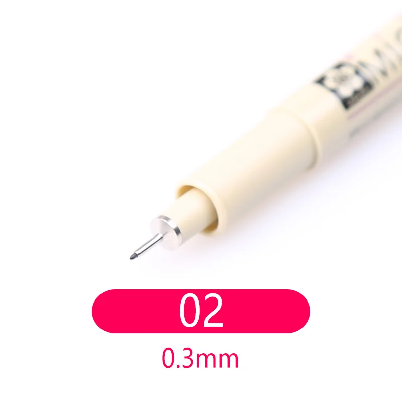 02 Японская Сакура Pigma Micron Fineliner ручка игольчатый наконечник ручка для рисования Черная кисть маркер водонепроницаемый спиртовые чернила архитектура - Цвет: 02