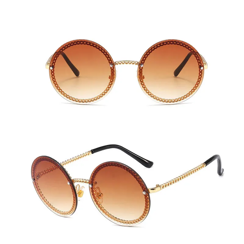 Брендовые металлические женские солнцезащитные очки круглые для женщин девочек