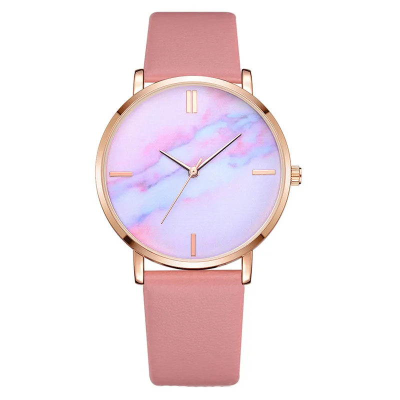 Pale Pink Бренд Lvpai, женские часы, роскошные часы с кожаной полосой и мраморным циферблатом, женские наручные часы, подарок, кварцевые часы, Relogio feminino A4 - Цвет: Pale Pink