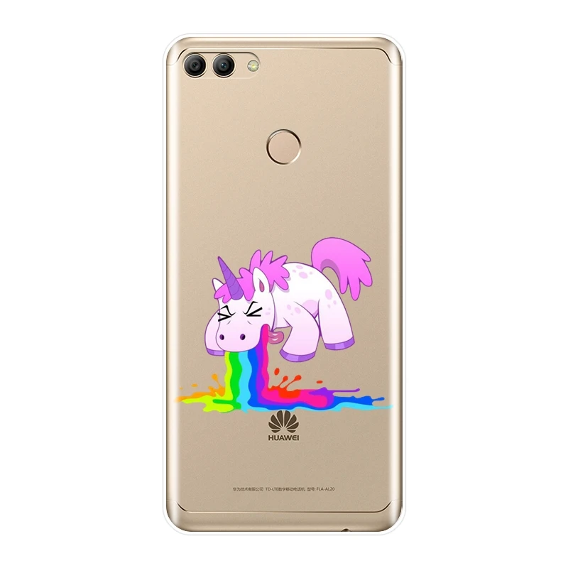 Мягкий силиконовый чехол Kawaii Unicorn Для Huawei Y3 Y5 Y6 II Y7 Pro задняя крышка для Prime 2017 2018 Y9