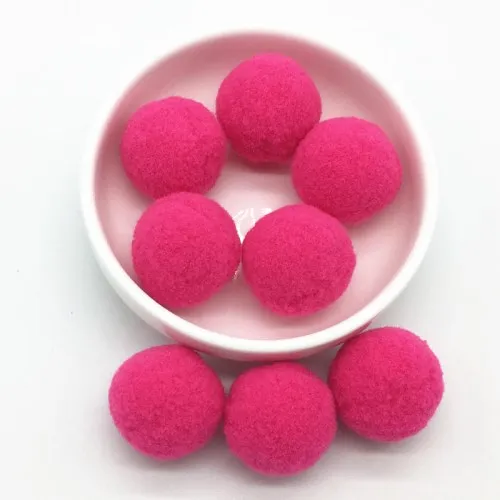 30mm 14Rose red Розовый красный помпон меховые шары DIY мягкие помпоны ручной работы помпоны Свадебные украшения клей на ткани аксессуары 8 мм до 30 мм 20 г - Цвет: 30mm 14Rose red