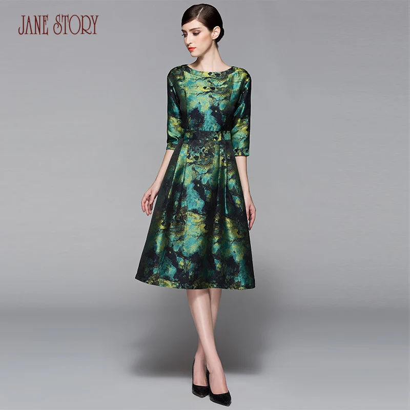 Jane story office dress maxi vintage robe платье лето весна 2017 цветочные beautiful party | Женская одежда