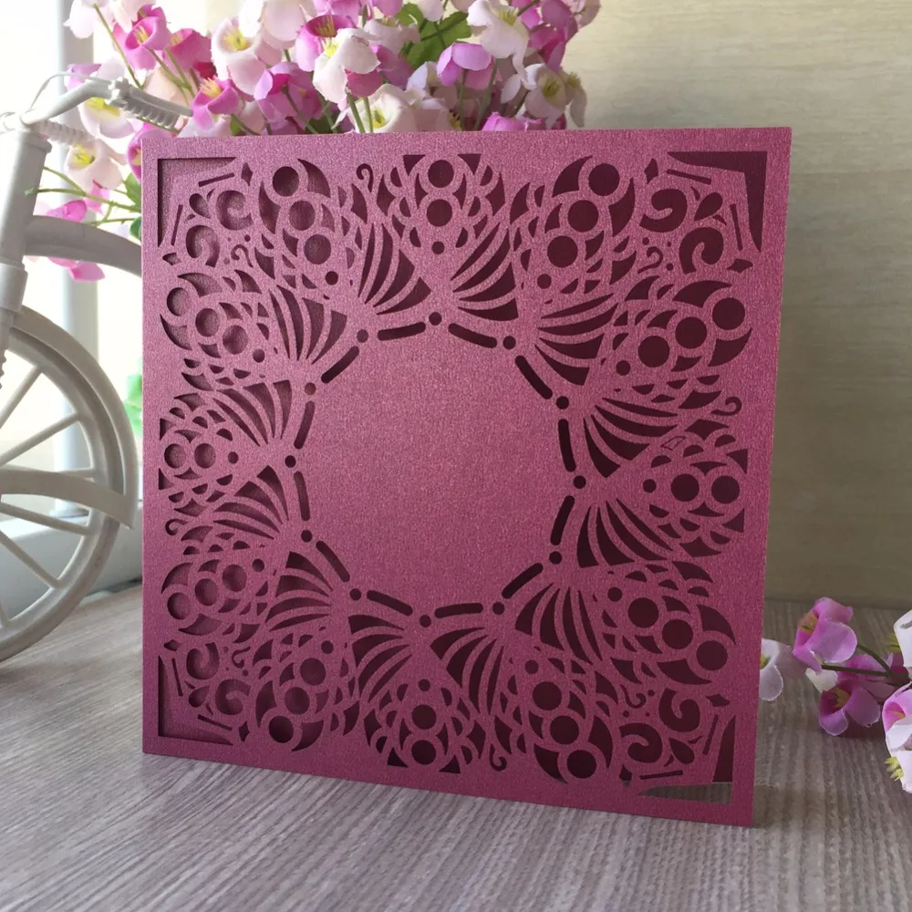 

100pcs Laser Cut Pearl Paper Event Party Supplies Decoration Romantic Sunflower Design birthday Party wedding invitation card