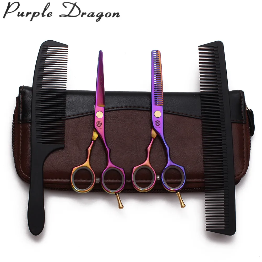 Suit 5.5&quot 16cm Z1104 Purple Dragon Hairdresser's Scissors Cutting Thinning Shears Professional Hair Add Combs | Красота и