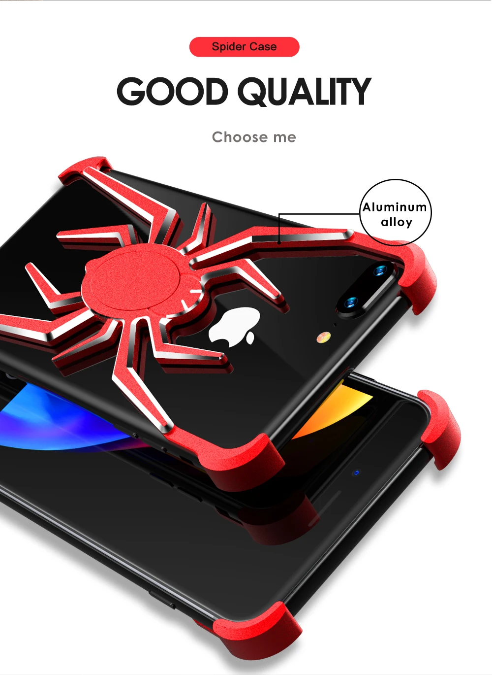 Металлический чехол для телефона для iphone 8 plus 7plus сверхпрочный металлический каркас Броня корпус для iphone 8 7 человек-паук противоударный чехол