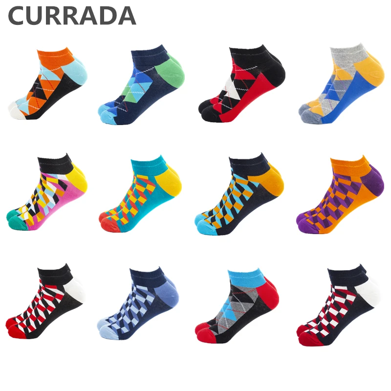 CURRADA/12 пар/лот мужские носки до щиколотки в стиле хип хоп новинка креативные