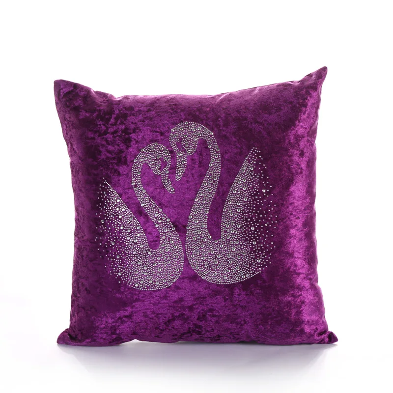 Экологичный фиолетовый двойной Лебедь PANFELOU 45*45 см с фианитом|cushion cover|cushion covers for