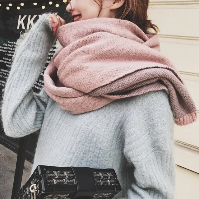 Ананас шарф зимняя женская обувь все матч. Студент Длинная утолщение японский