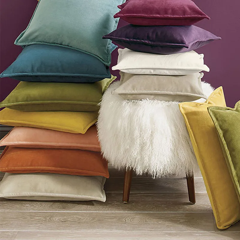 Мягкий Бархатный Чехол на подушку конфетного цвета для домашнего декора