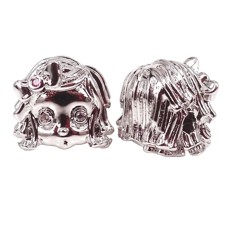 Модные серебристые черные золотые бусины с микро-закрепкой из белого циркона для