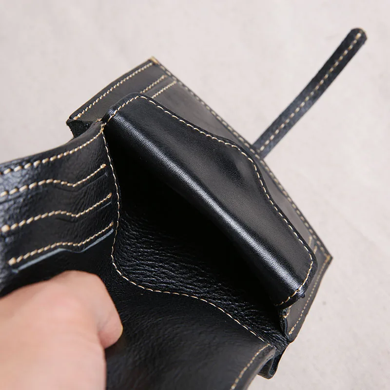 Кожаный кошелек AETOO мужской ручной работы короткий бумажник с первым слоем кожи в