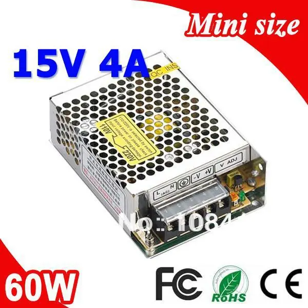 MS 60 15 60W 15V 4A мини размер светодиодный импульсный источник питания Трансформатор