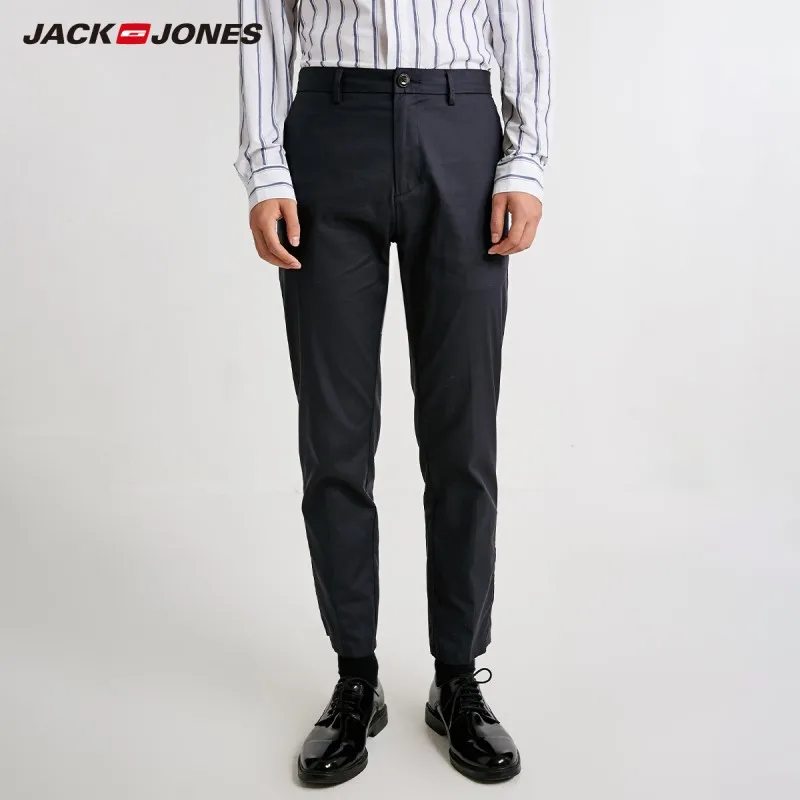 Мужские Классические облегающие укороченные брюки JackJones 100% хлопок длина по
