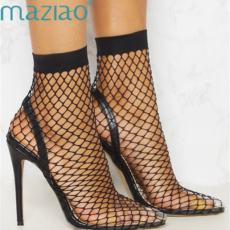 Туфли-лодочки женские с острым носком пикантная сетчатая обувь на тонком