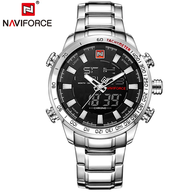 Часы наручные NAVIFORCE Мужские Цифровые брендовые Роскошные Аналоговые спортивные