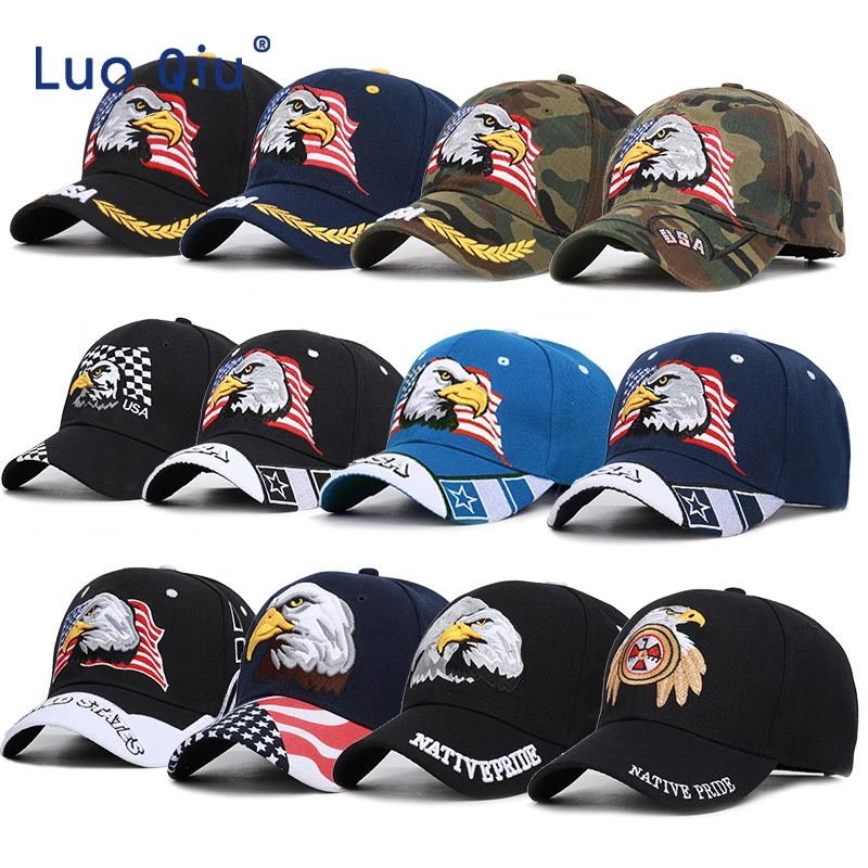 

2019 Black Cap USA Flag Eagle Embroidery Baseball Cap Snapback Caps Casquette Hats Fitted Casual Gorras Dad Hats For Men Women