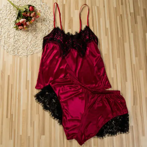 Женское сексуальное белье ночное из атласного шелка кружевное ночная рубашка