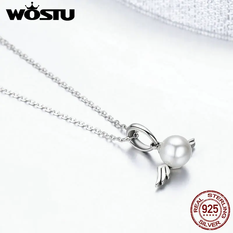 WOSTU 100% Стерлинговое Серебро 925 пробы озорные ангельские крылья из перьев ожерелье