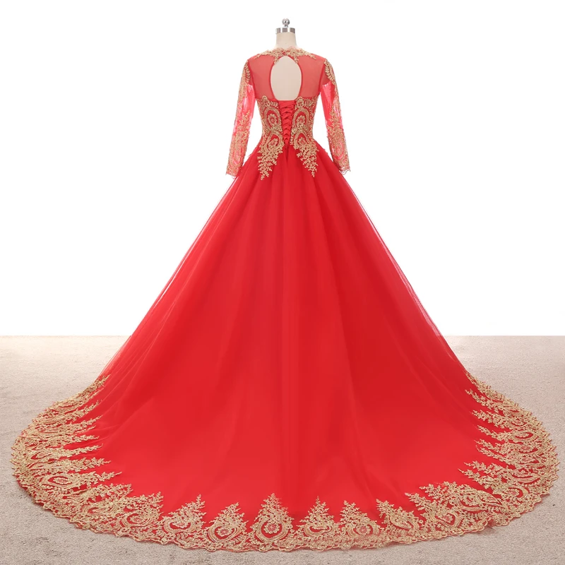Fansmile Vestido de Novia Винтаж Красное Кружевное бальное свадебное платья по индивидуальному заказу размера плюс свадебное платье FSM-362F/T