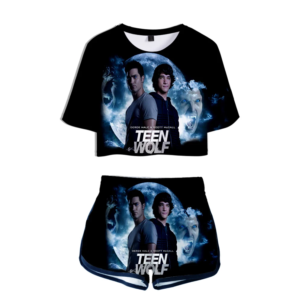 3D модный принт известный ТВ серии прочный Чехол Teen Wolf высокое качество Двойка комплект Для женщин моды девушка футболки Harajuku Шорты одежда