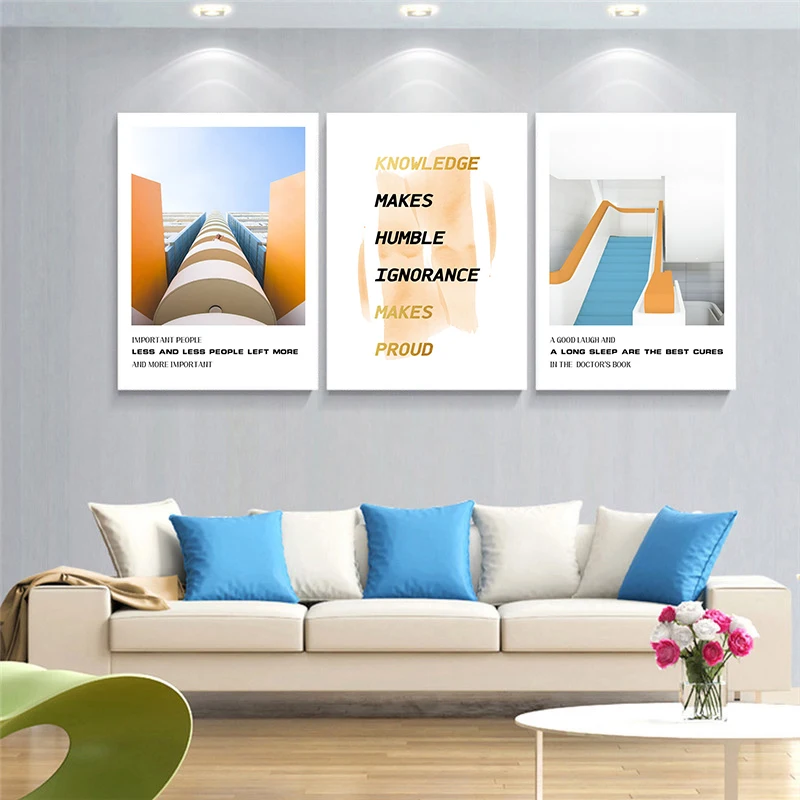 Скандинавский современный холст абстрактный пейзаж картина лестница буквенный