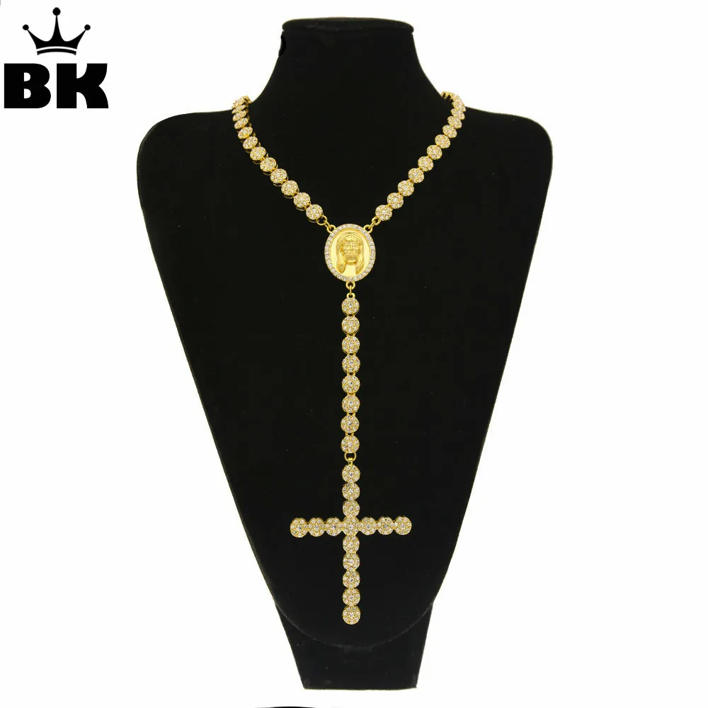 Мужская и женская религиозная подвеска золотого цвета крест Иисус четки колье
