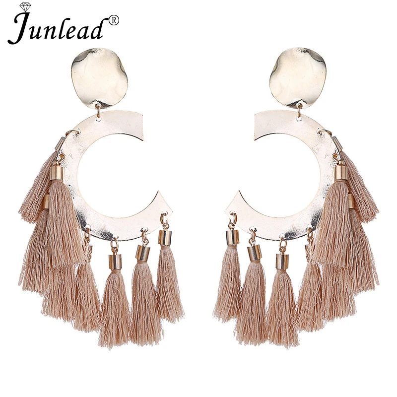 Женские серьги с бахромой Junlead богемные длинные висячие из сплава кисточками