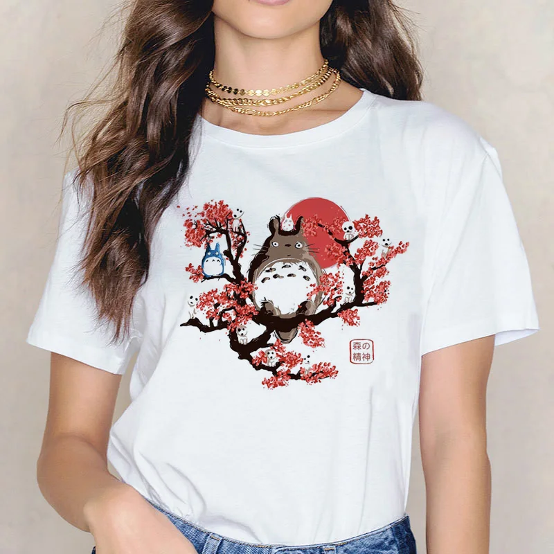 Футболка Totoro Spirit Out Хаяо Миядзаки из мультфильма Studio Ghibli femme женская футболка с японским аниме, женская одежда с аниме - Цвет: 3925