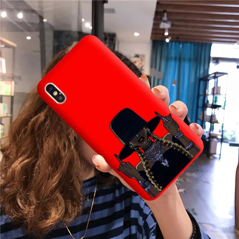 TPU Funny Black Head Girl Phone Case Make Money Not Friends Women For iPhone 11Pro Max X XR XS 8 7 6s Plus Candy Red Silicone Cover - Цвет: TPU