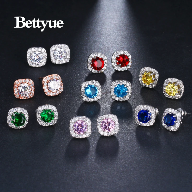 Женские серьги с кубическим цирконием Bettyue элегантные вечерние гвоздики 9 5 мм