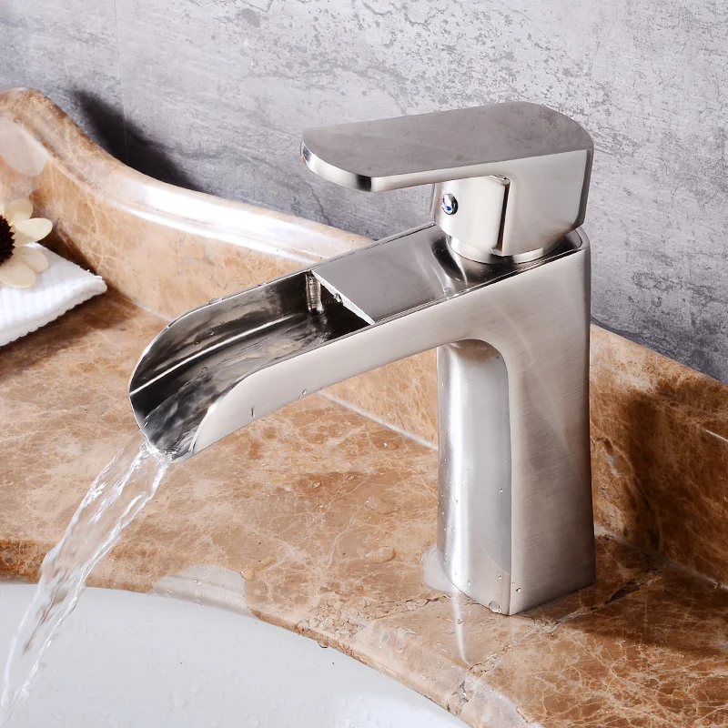 Новый кран для раковины Fapully ванной комнаты из нержавеющей стали никелевый