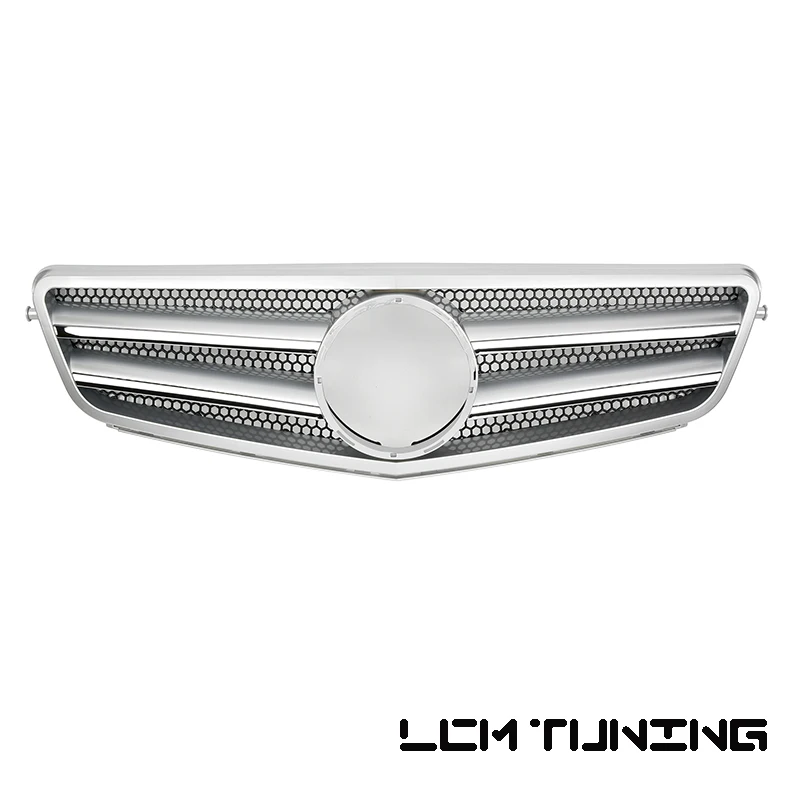 Серебристая/хромированная решетка для переднего бампера Mercedes For-Benz C-class W204 06 07 08 09