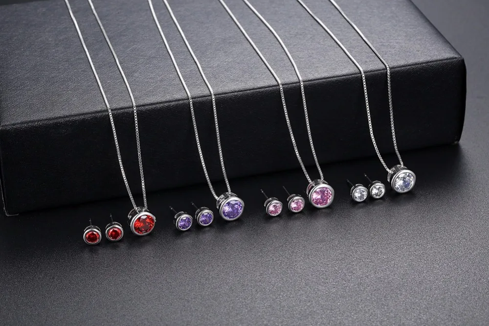 Комплект из колье и серёг с австрийским кристаллом 8 мм/6 мм|bridal wedding jewelry sets|jewelry sets