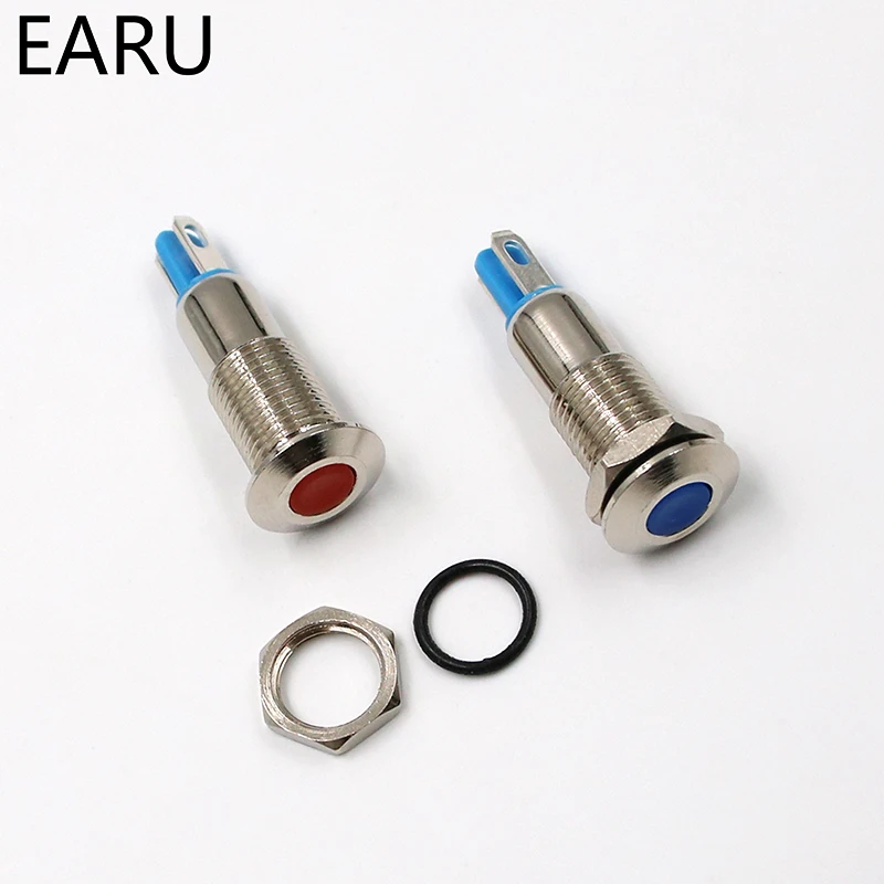 Металлический светодиодный индикатор 8 мм водонепроницаемый сигнальный