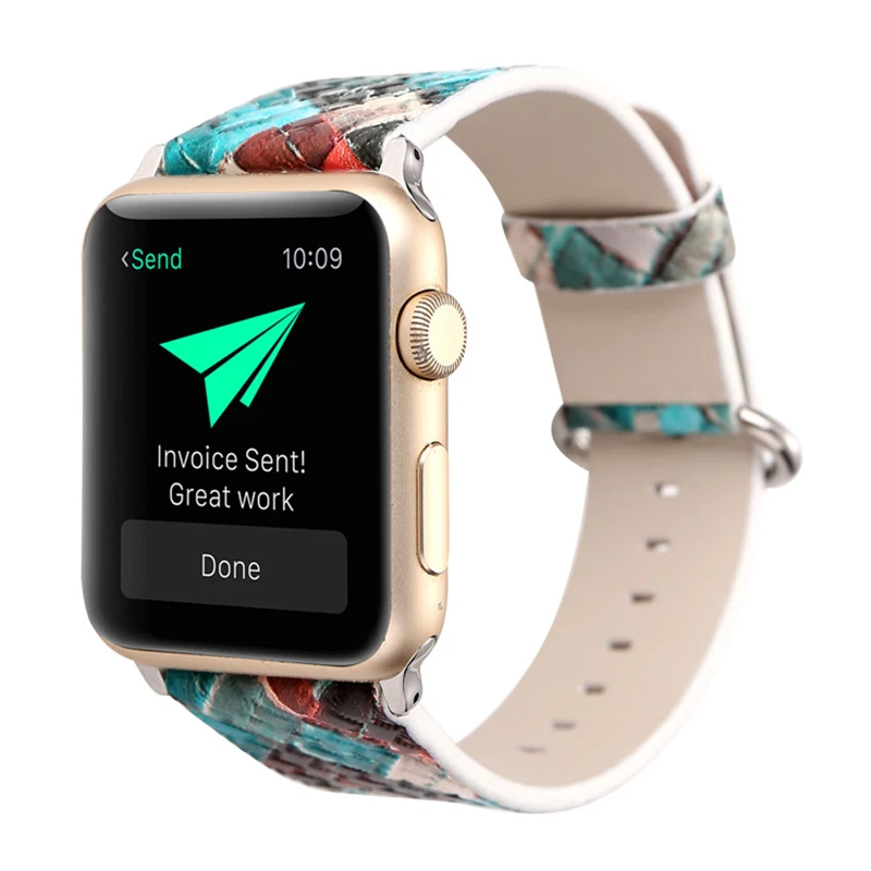 Многоцветная Бриллиантовая решетка узорная лента для Apple Watch 38 мм 42 кожаный