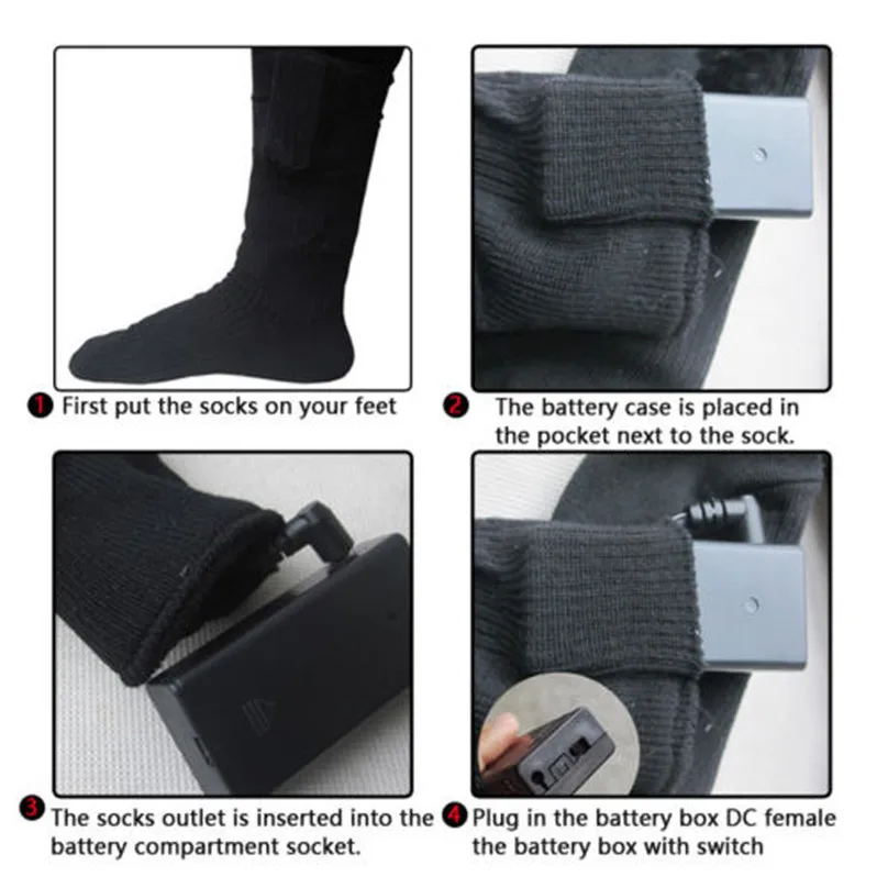 Heated Socks Warm Foot Temperature Controllable Thermal for Hunting Ice Fishing Boot skiing Sports #3d06 | Спорт и развлечения